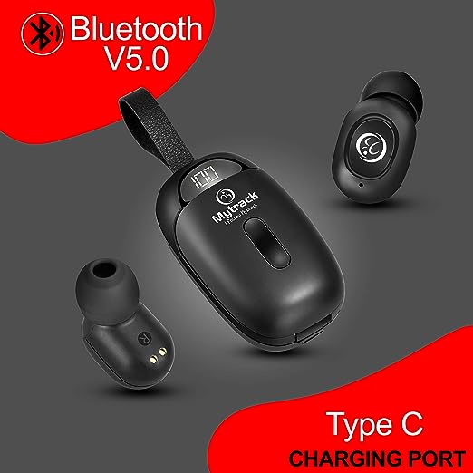 Mytrack Wireless Bluetooth Headphones with Deep Bass, Button Control Earbuds, IPX4 Water/Sweat Resistance, Digital Display Case, Earphones with Built-in Mic - (Black) Mytrack Wireless Bluetooth Headphones with Deep Bass, Button Control Earbuds, IPX4 Water/Sweat Resistance, Digital Display Case, Earphones with Built-in Mic - (Black)